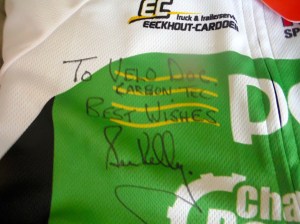 'To VeloDoc, CarbonTec, Best Wishes, Sean Kelly'